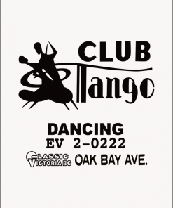 This is a alt="Classic Victoria B.C logo design for Club Tango Dancing in Victoria B.C oak Bay. It depicts a male dancer dipping the lady dancer while doing the tango